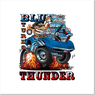 Blue Thunder Race Car Posters and Art